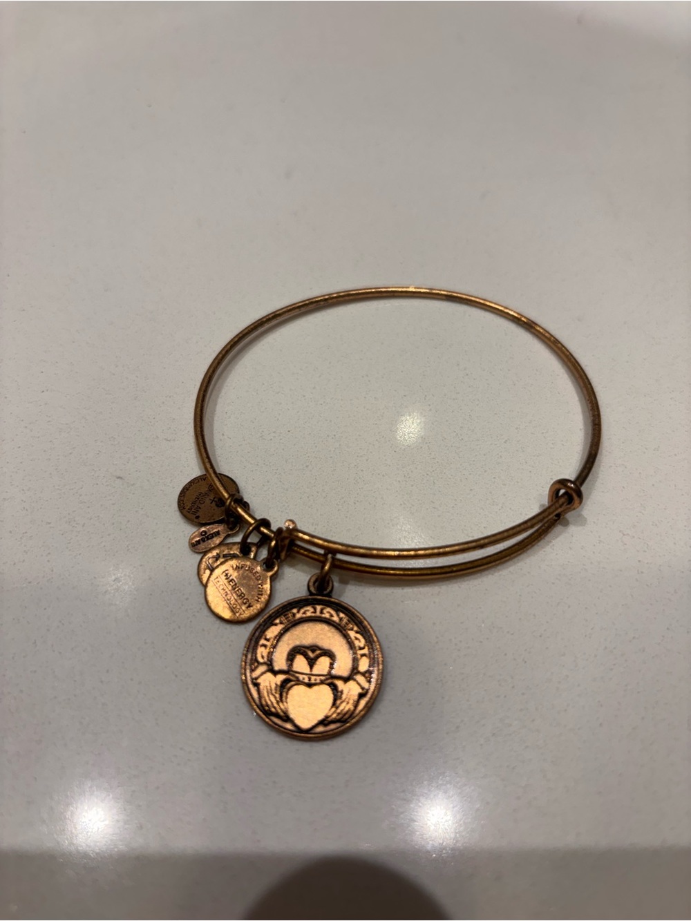 Alex and Ani Gold Claddagh Charm Expandable Bangle